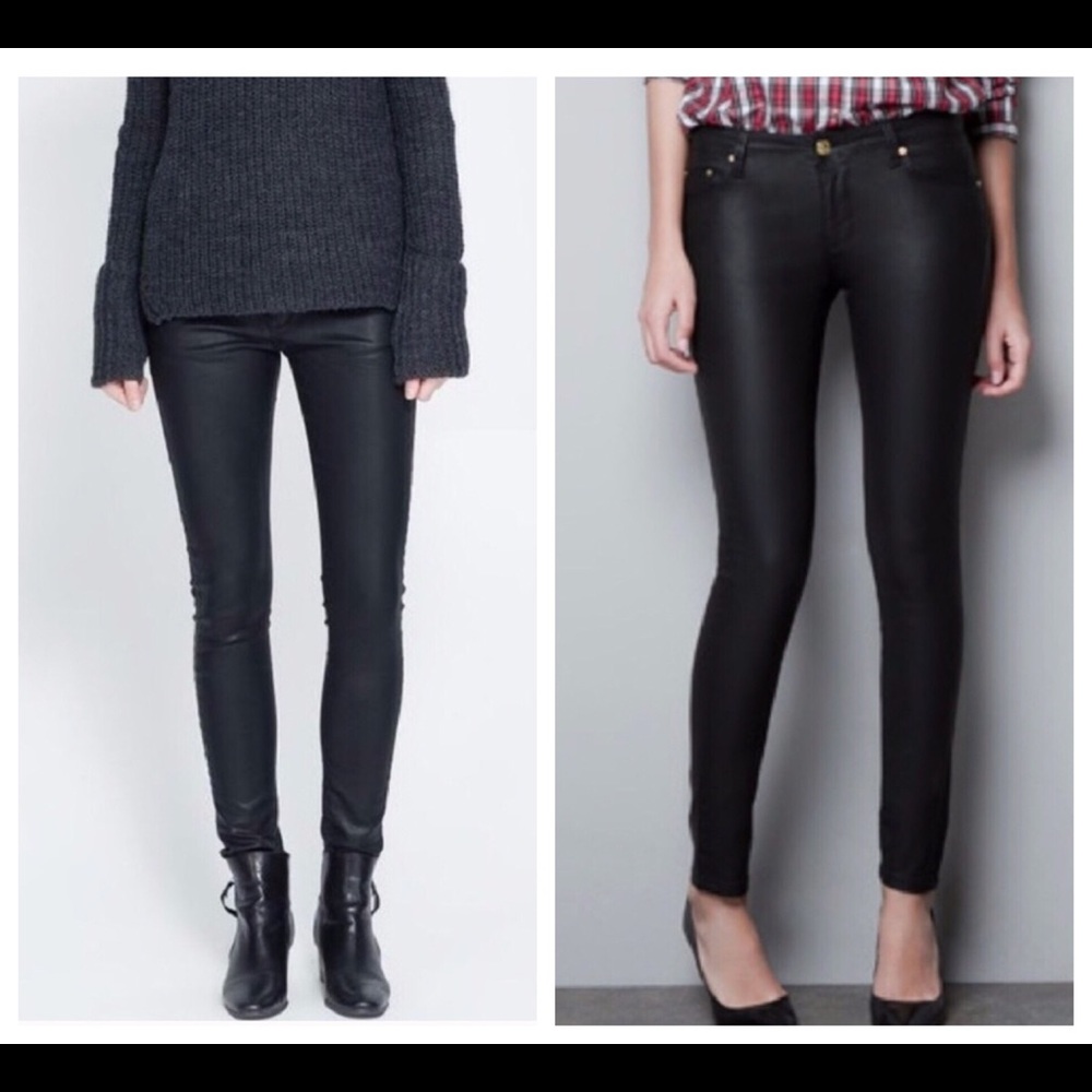 Zara Dressy  Varnish Effect Coated Skinny Jeans